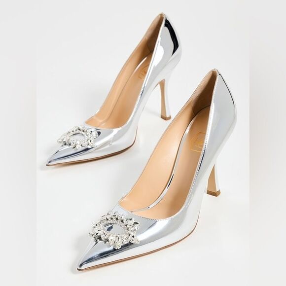 Nalebe Lirum By Amina Means Mirror Silver Pumps Crystals Size 7 - Picture 6 of 15